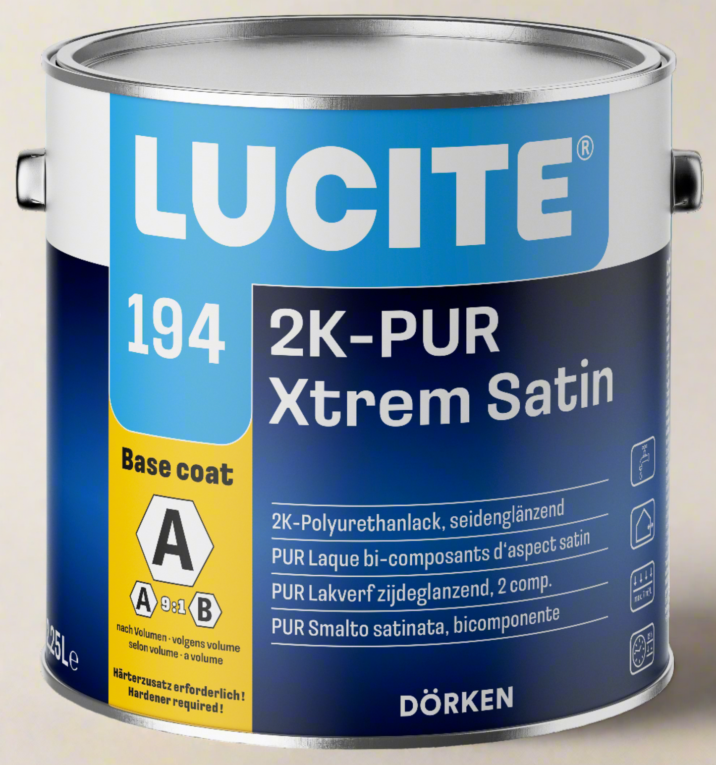 Dörken Lucite 2K-Pur Xtrem Satin Fehér 0,9L A komponens - 339503