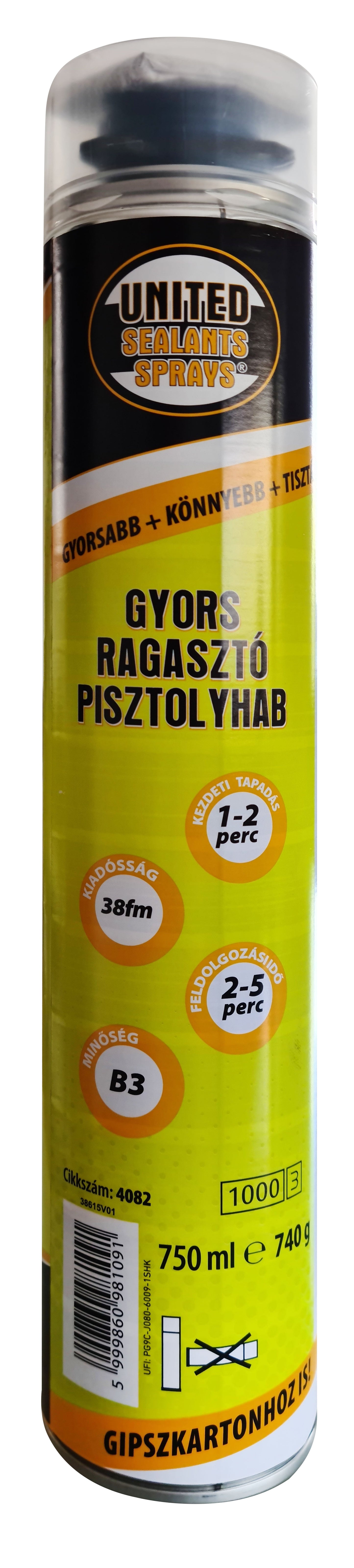 United Sealants Gyors Ragasztó Pisztolyhab B3 Gépi 750ML